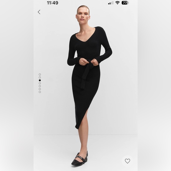 NWT MANGO BLACK DRESS WITH BELT SIZE 6 - Picture 8 of 11